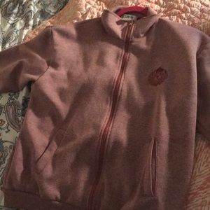 Red zip up varsity jacket